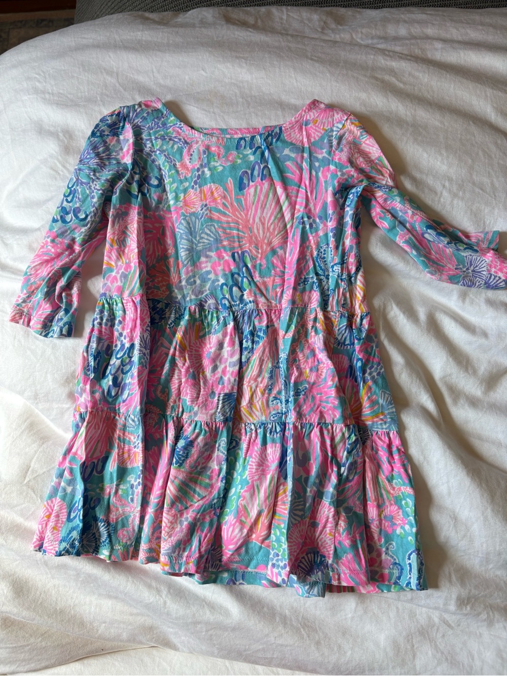 Lilly Pulitzer Pink & Teal Floral Tiered Dress